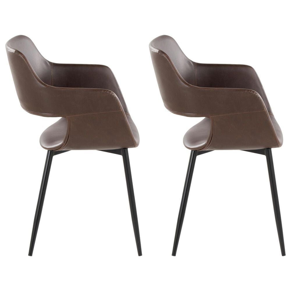 LumiSource Margarite Contemporary Dining/accent Chair in Black Metal and Espresso Faux Leather by LumiSource - Set of 2, , large