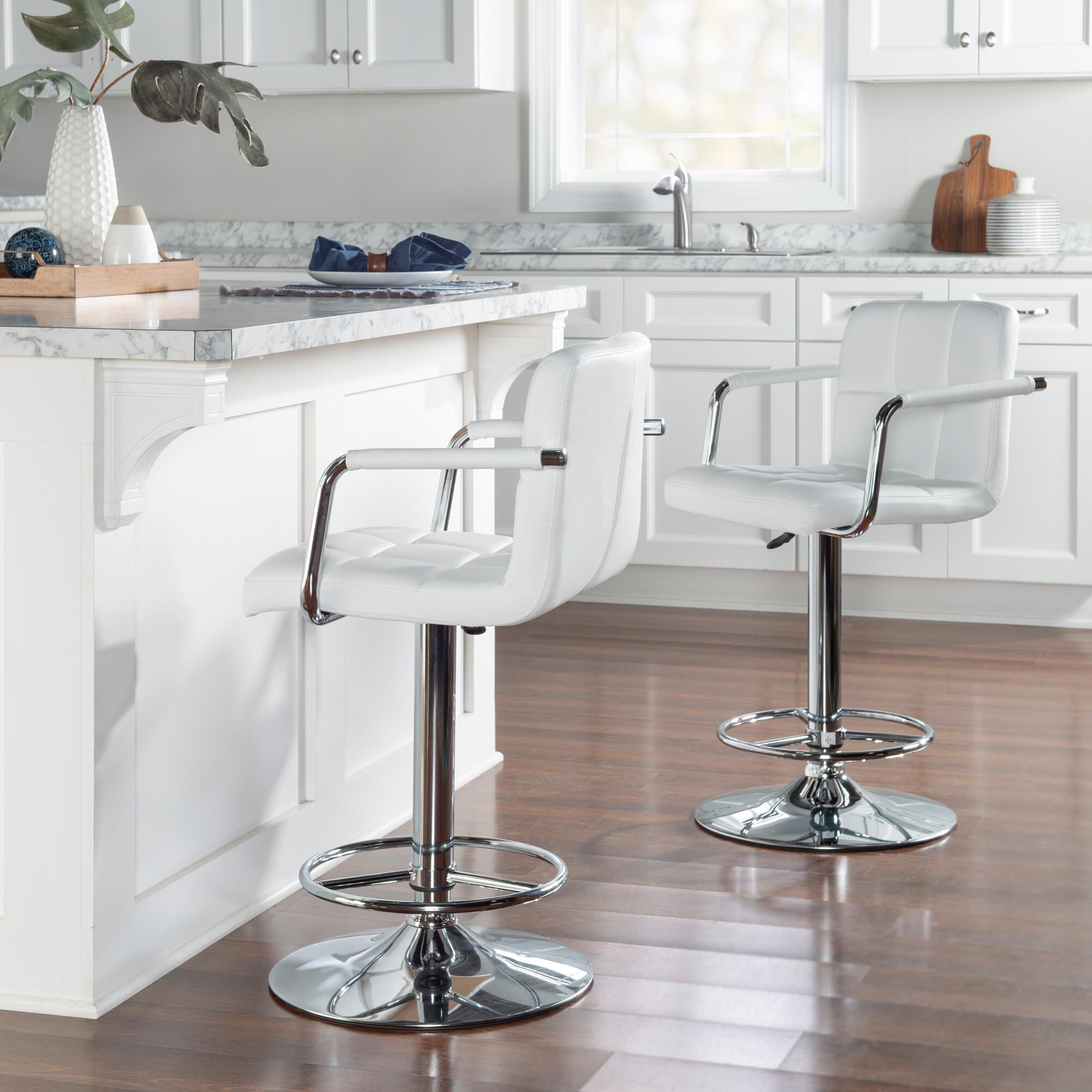 Parkerville Furniture Line Quilted Barstool with White Seat in