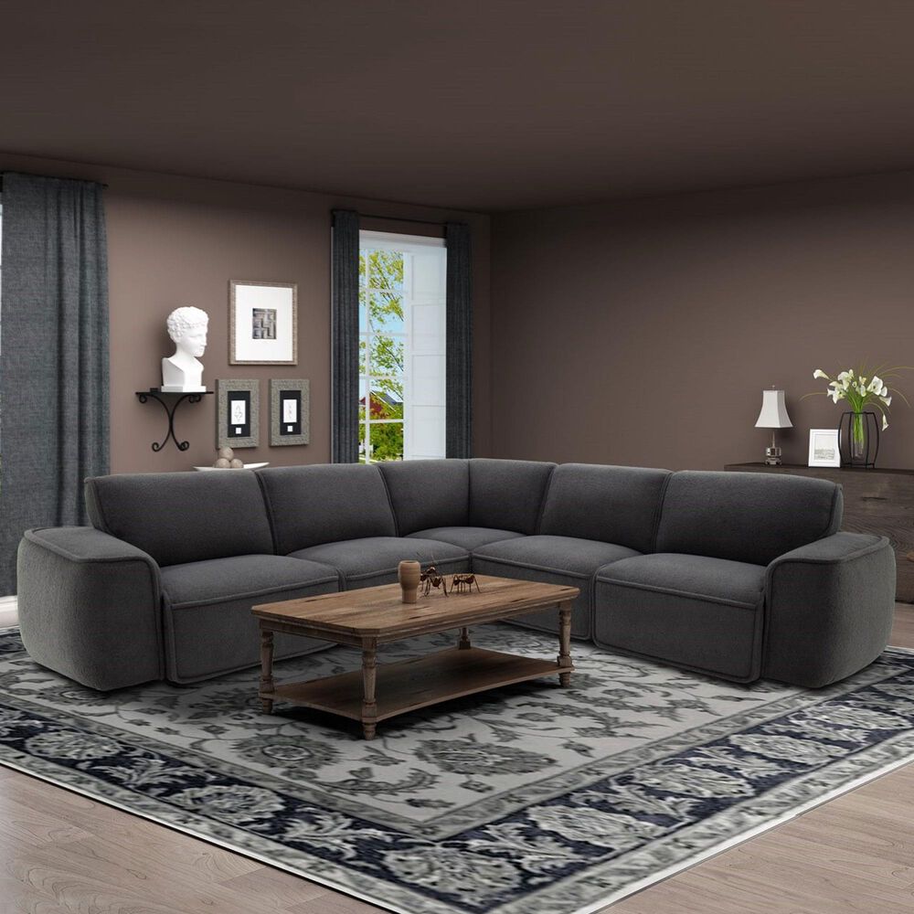 MotoMotion 5-PC Sectional W/Audio in Smoke, , large