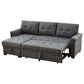 HOMLUX 84"W Reversible Linen Sleeper Sectional Sofa with Storage Chaise, in Dark Gray, , large