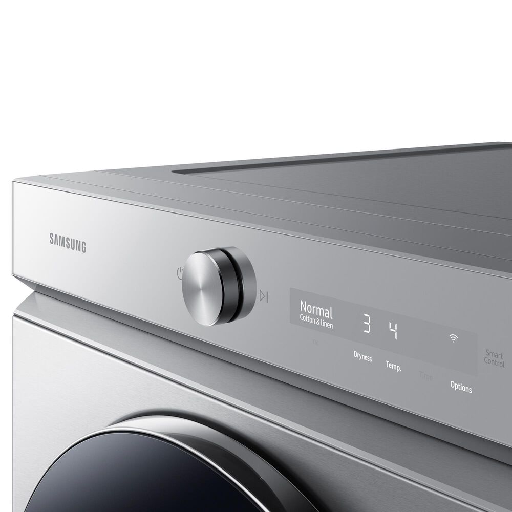 Samsung Bespoke Laundry Pair with 6.1 Cu. Ft. Front Load Washer and 7.6 Cu. Ft. Gas Dryer in Silver Steel, , large