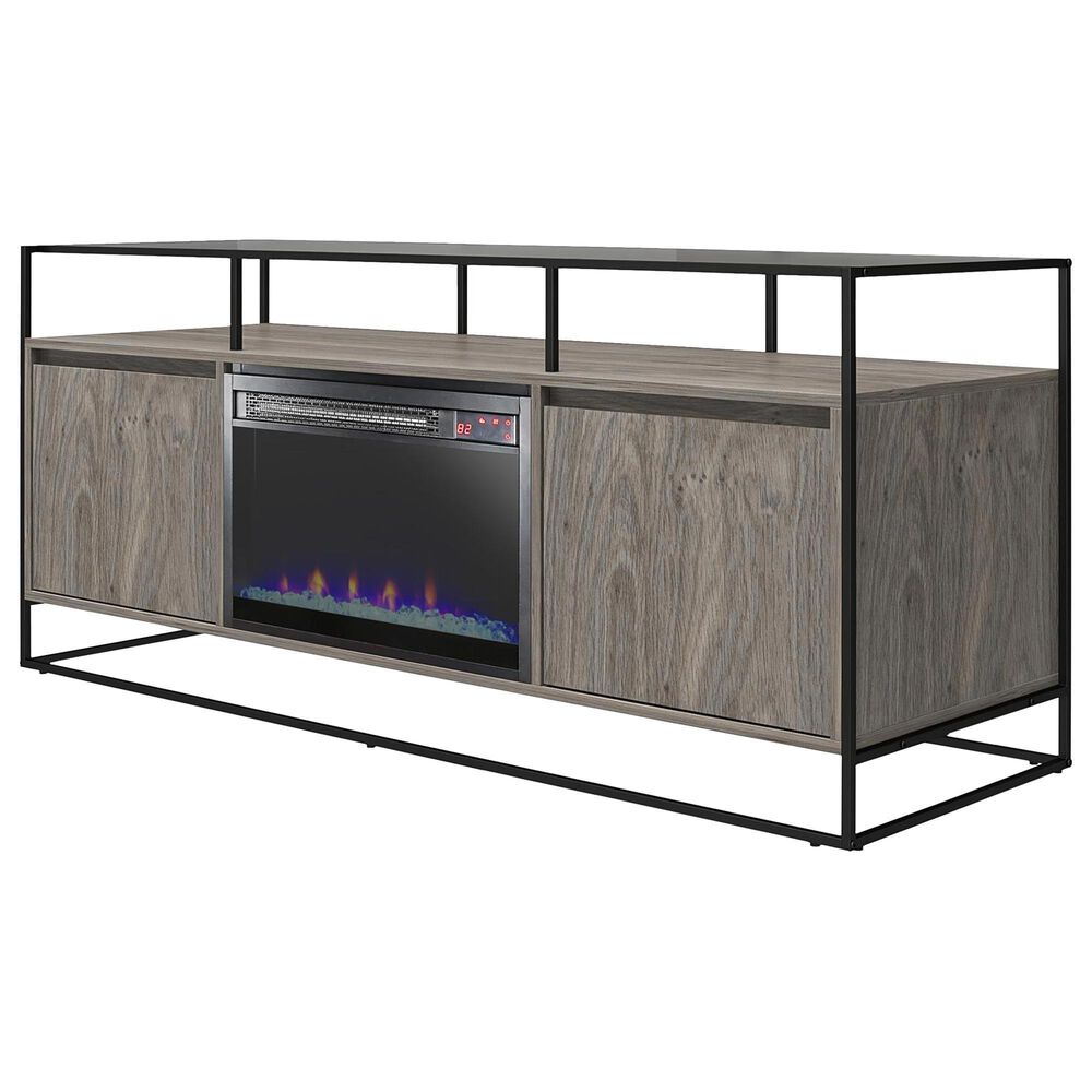 DHP Creedmore 60" TV Stand with Electric Fireplace in Gray Oak, , large