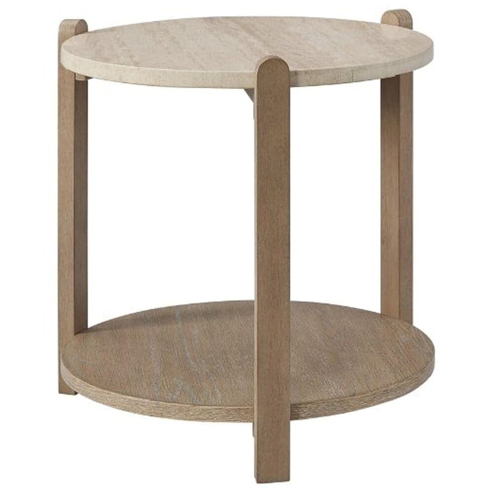 Bernards Furniture Trilogy Stone Top End Table in Rich Toffee and Cream, , large