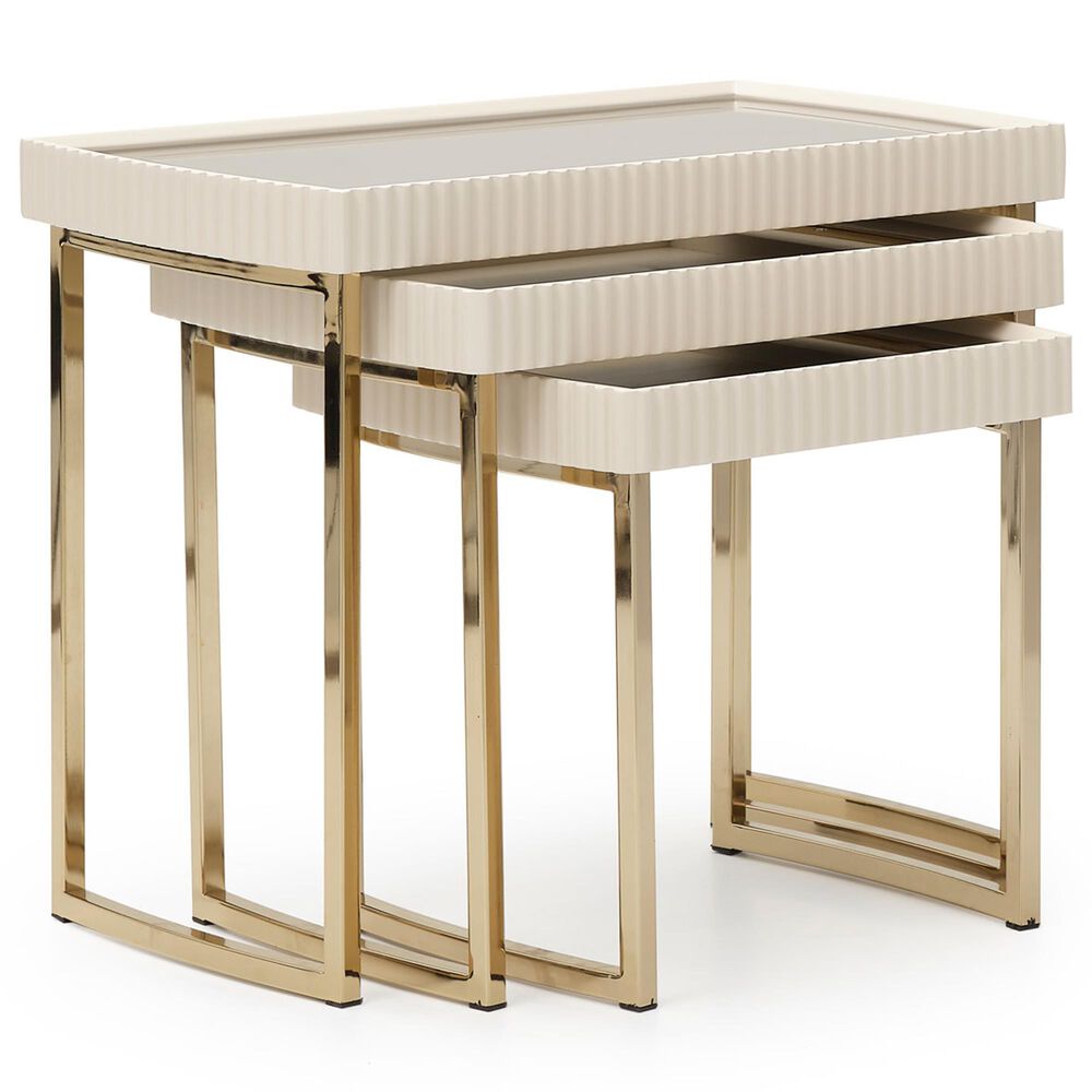 Vista Haus Lisbon 3-Piece Nesting Table Set in Silken Matte Cream, , large