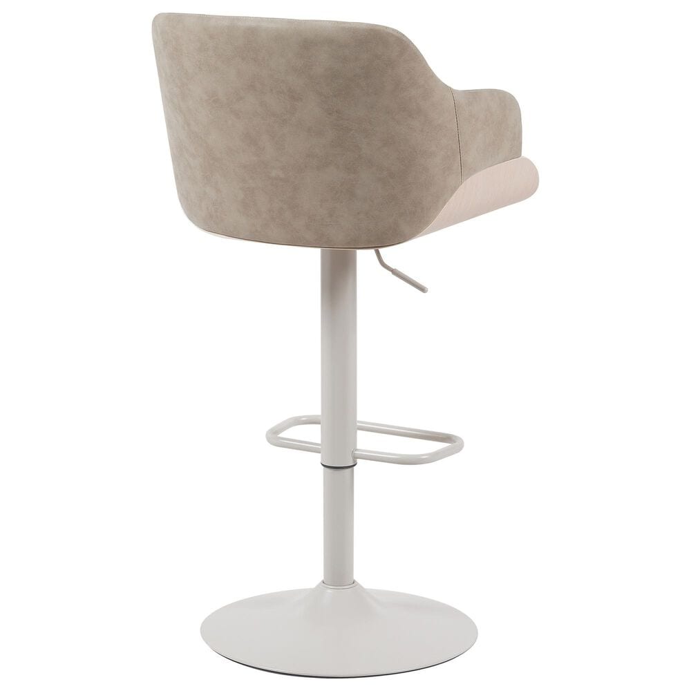 Armen Living Toby Adjustable Swivel Bar Height Stool with Vintage Taupe Upholstery in Ivory, , large