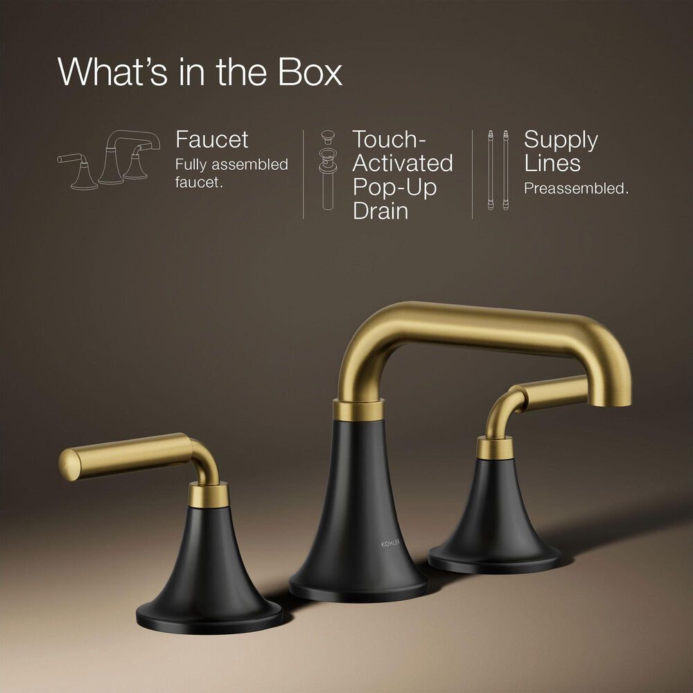 Kohler Tone Widespread Bathroom Sinks in Matte Black and Brushed Moderne Brass, , large