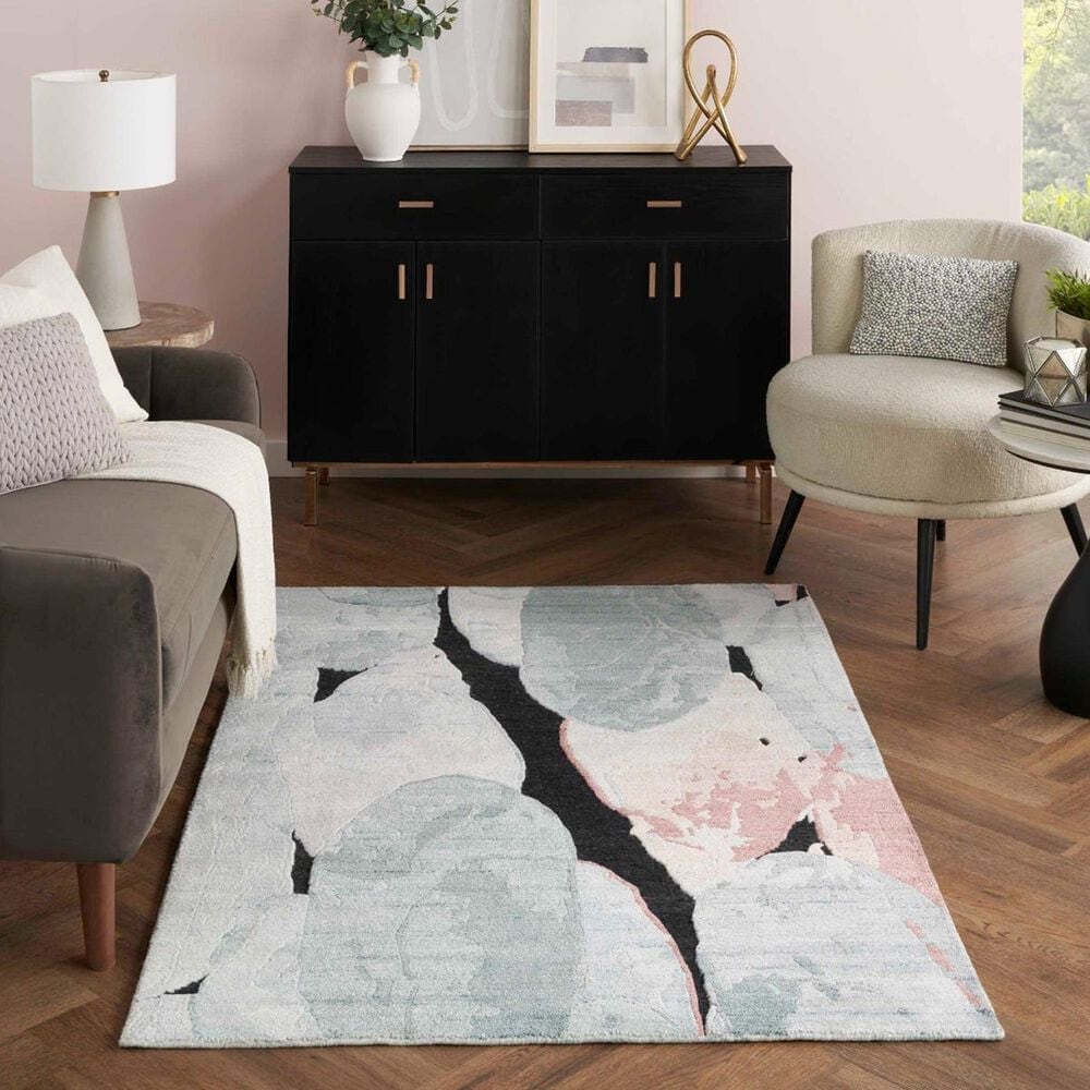 Nourison Silk Shadows 7&#39;9&quot; x 9&#39;9&quot; Blue, Black and Pink Area Rug, , large