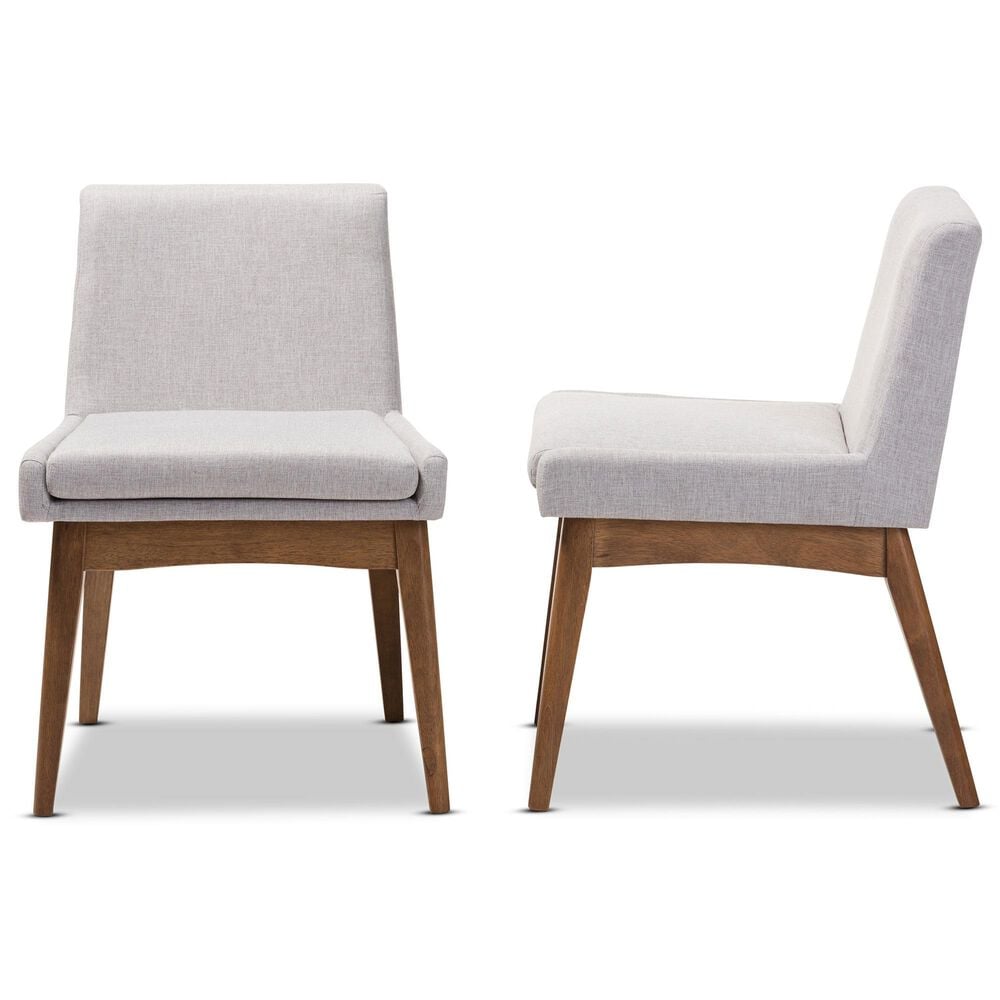 Baxton Studio Nexus Side Chair with Greyish Beige Cushion in Walnut Brown (Set of 2), , large