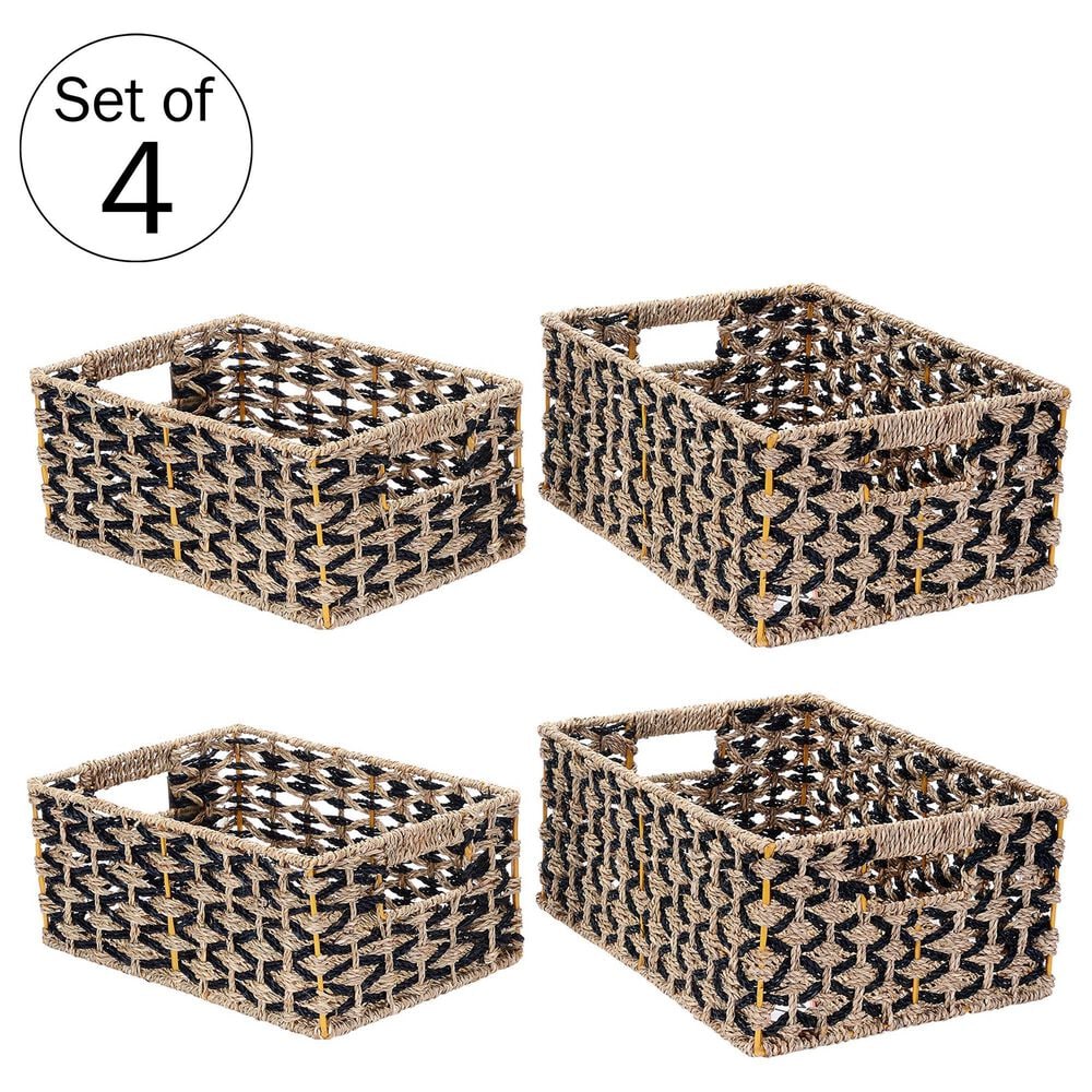 Timberlake Nesting Wicker Basket in Black and Natural &#40;Set of 4&#41;, , large