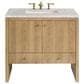 James Martin Vanities Hudson 36" Single Bathroom Vanity in Light Natural Oak with 3 cm Eternal Jasmine Pearl Quartz Top and Rectangular Sink, , large