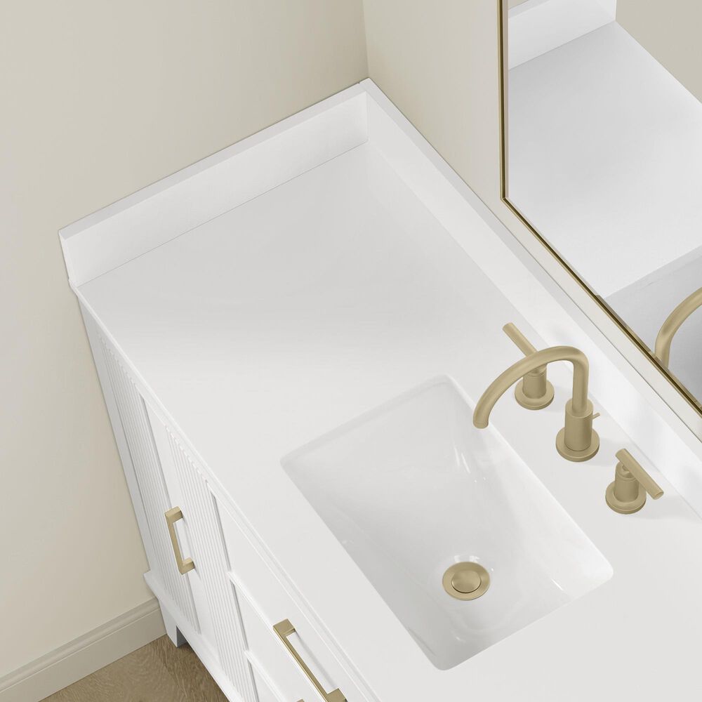 37B Fenwick 48" Single Bathroom Vanity in Bright White with Glossy White Composite Stone Top and Backsplash, , large