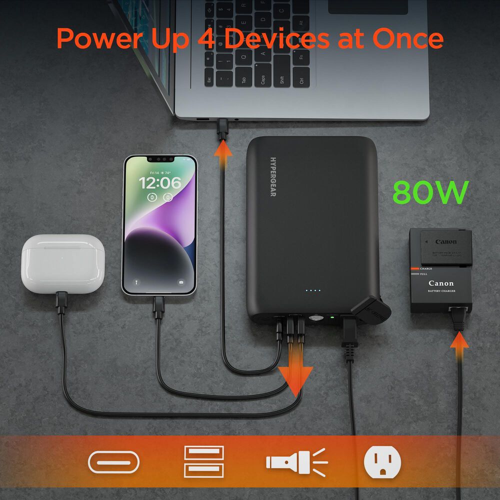 Hypercel 24000mAh AC Laptop Power Bank in Black, , large