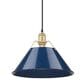 Golden Lighting Orwell 1-Light Wide Large Pendant with Matte Navy Shade in Brushed Champagne Bronze, , large