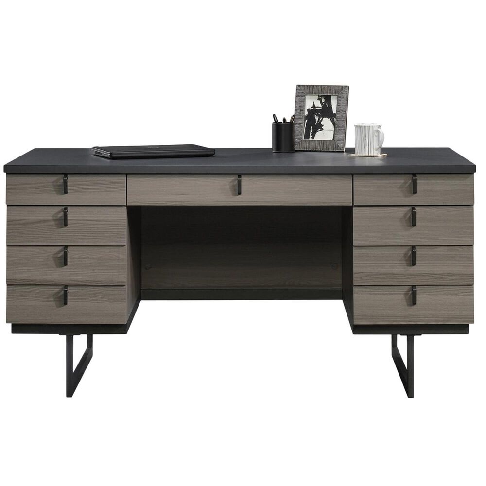 Sauder International Lux Executive Desk in Diamond Ash and Black, , large