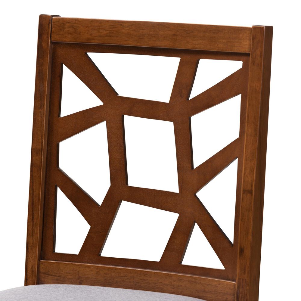 Baxton Studio Abilene Side Chair with Grey Cushion in Walnut Brown (Set of 2), , large