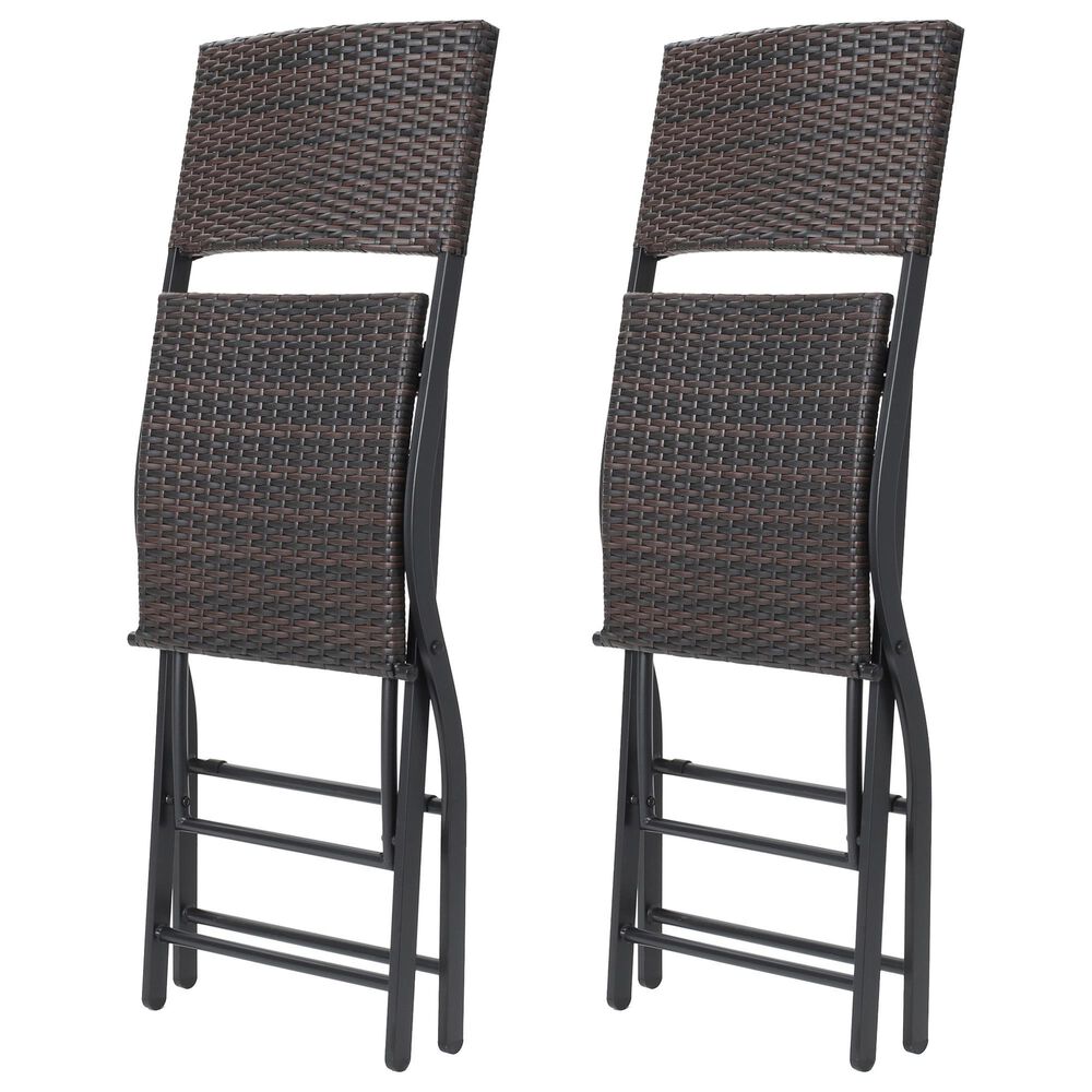 Hearth and Haven Outdoor Foldable Bar Stool in Multi-Brown &#40;Set of 2&#41;, , large