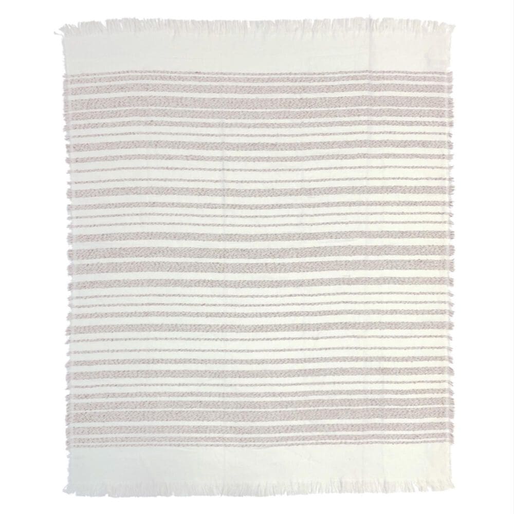 BCP Home 50" x 60" Rolled Stripe Throw Blanket in Cream and Tan, , large