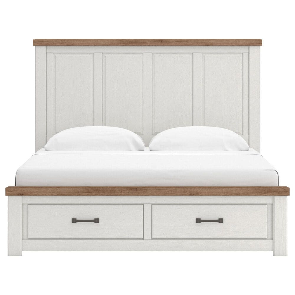 Ashley Savonport King Storage Panel Bed in White and Brown, , large