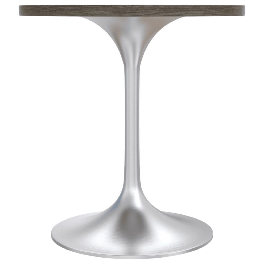 Leisuremod LeisureMod Verve Collection 27 Round Dining Table, Brushed Chrome Base with Dark Maple MDF Top, , large