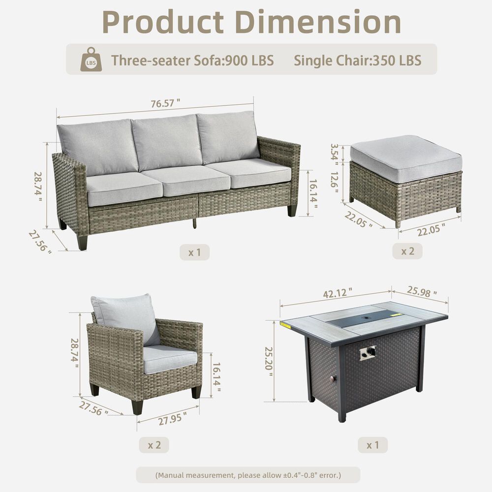 HOMLUX 6-Piece Patio Set in Gray, , large