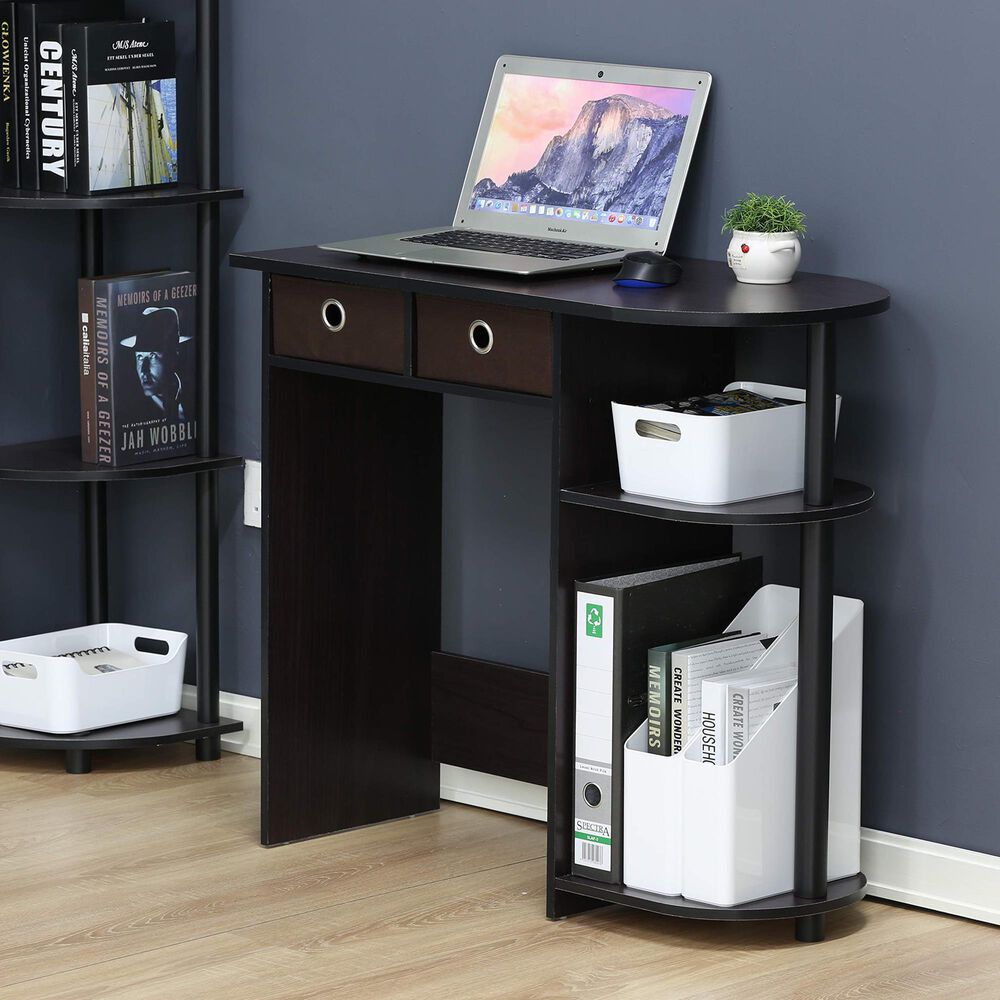 HOMLUX 32" Computer Desk with Two Drawers in Dark Walnut, , large