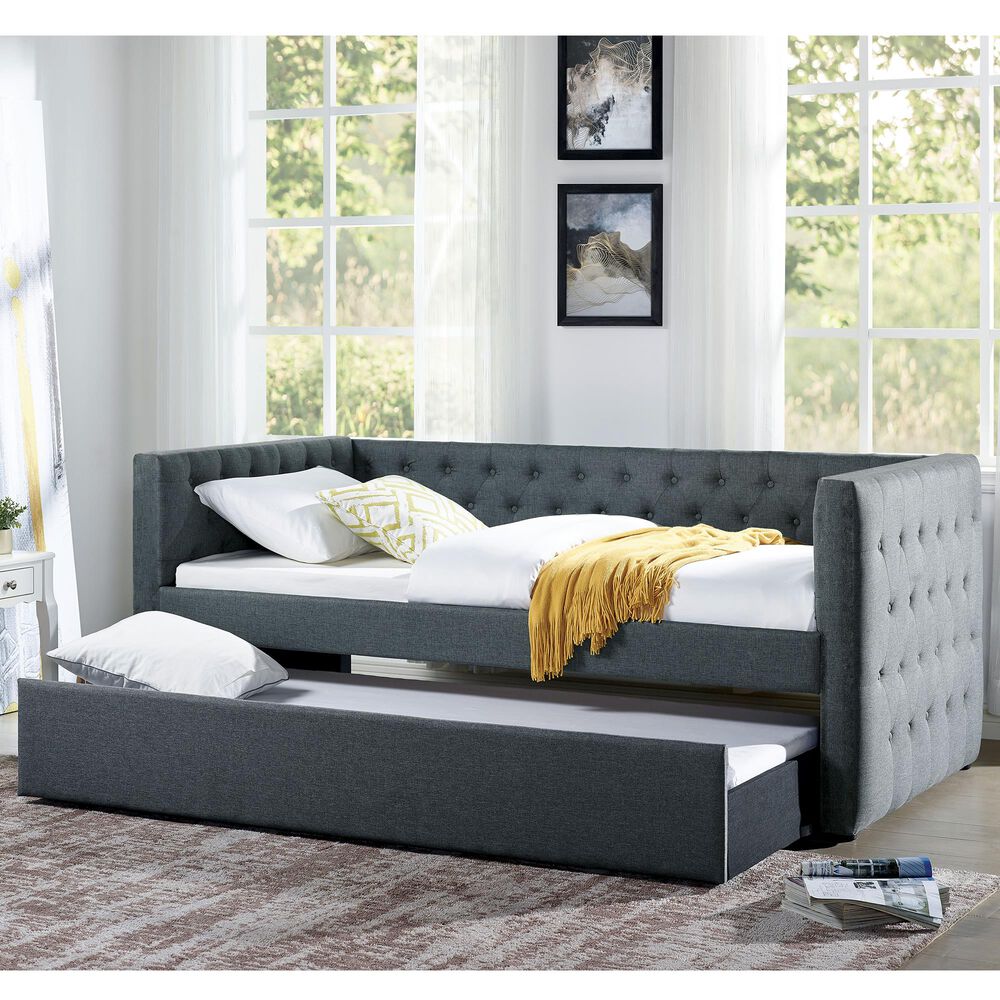 Furniture of America Morgan Daybed with Trundle in Gray, , large