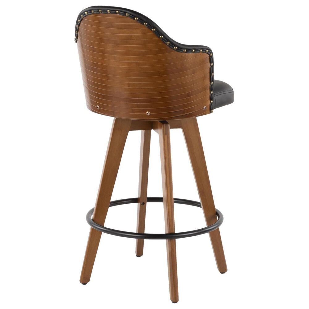 Lumisource Ahoy Swivel Counter Stool in Walnut and Black, , large