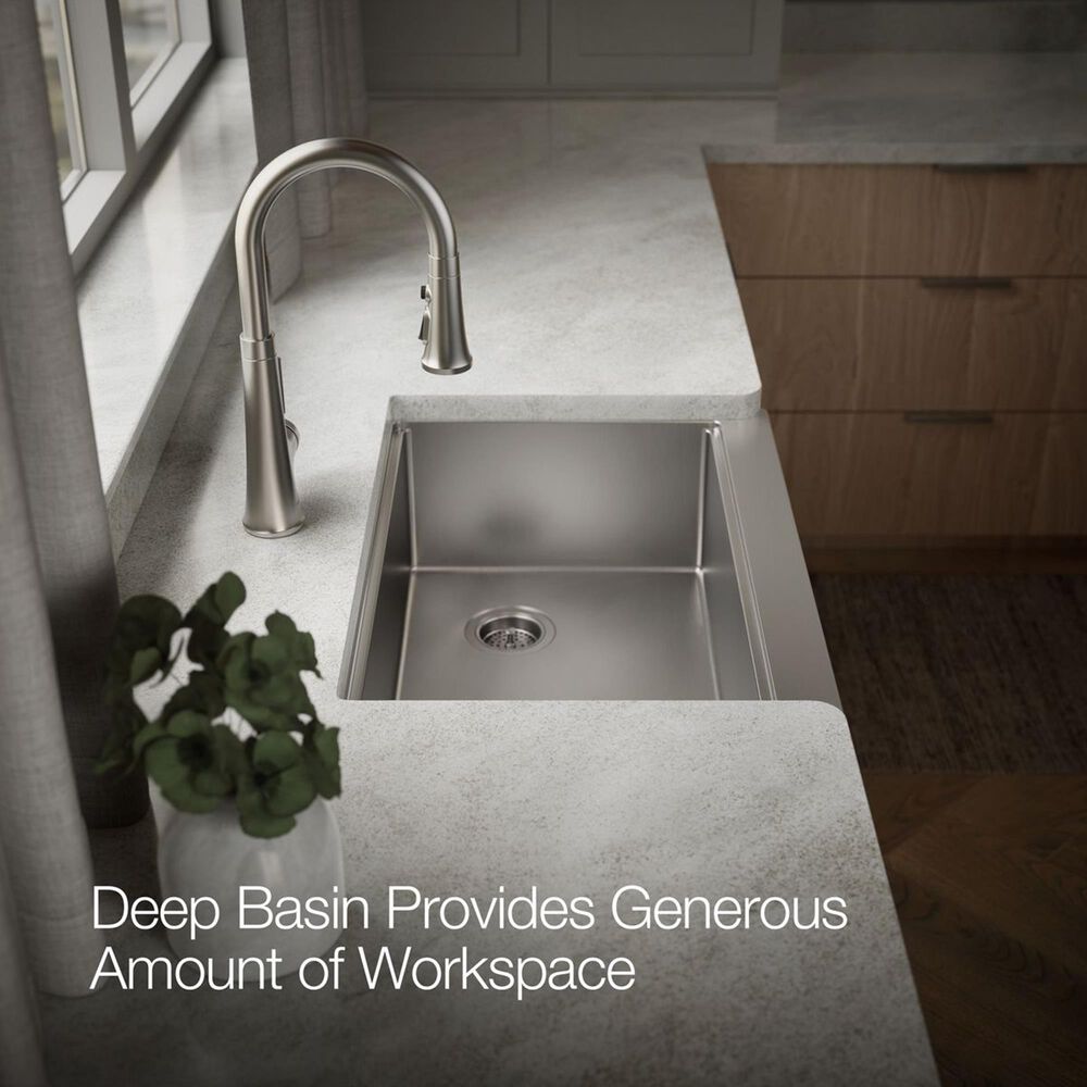 Kohler Strive 29.5" Undermount Single-Bowl Workstation Kitchen Sink in Stainless Steel, , large