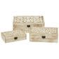 Maple and Jade 3-Piece Handmade Floral Decorative Box Set with Hinged Lid in White and Brown, , large