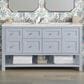 James Martin Vanities Breckenridge 60" Double Bathroom Vanity in Serenity Blue with 3 cm Ethereal Noctis Quartz Top and Rectangular Sinks, , large