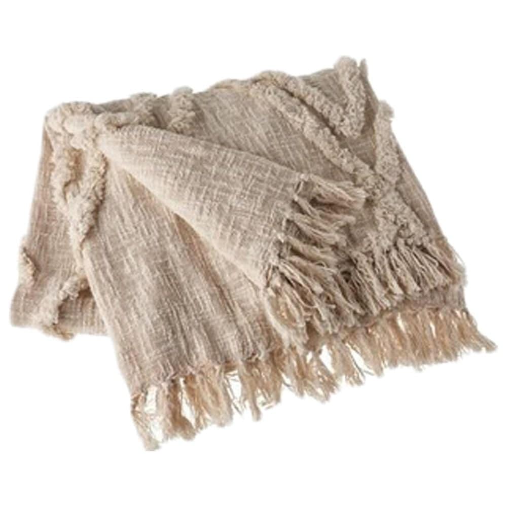 L.R. RESOURCES 50" x 60" Throw Blanket in Beige, , large