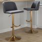 LumiSource Toriano Swivel Adjustable Bar Stool with Grey Faux Leather Upholstery in Gold (Set of 2), , large