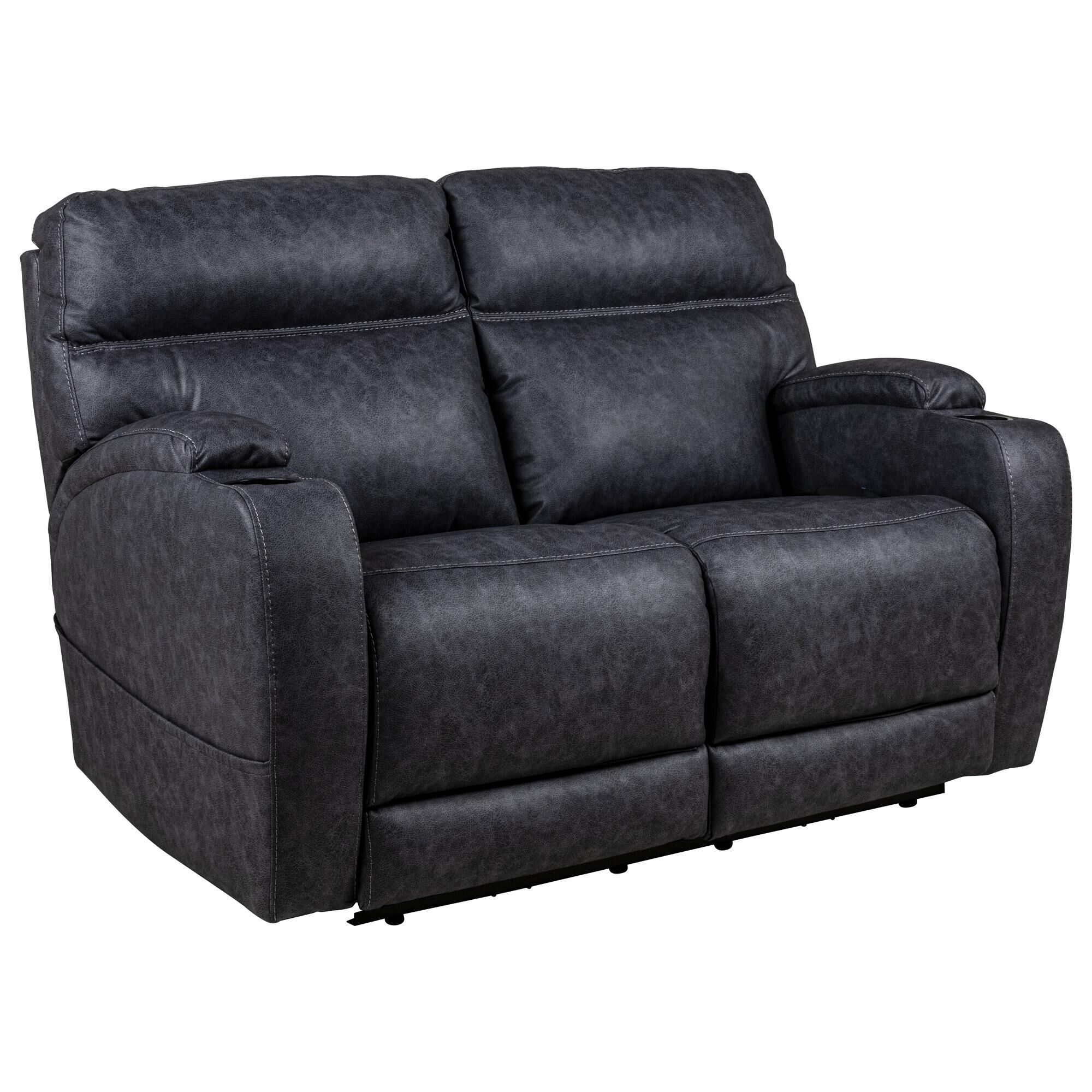 HomeStretch Jaguar Triple Power Loveseat in Graphite
