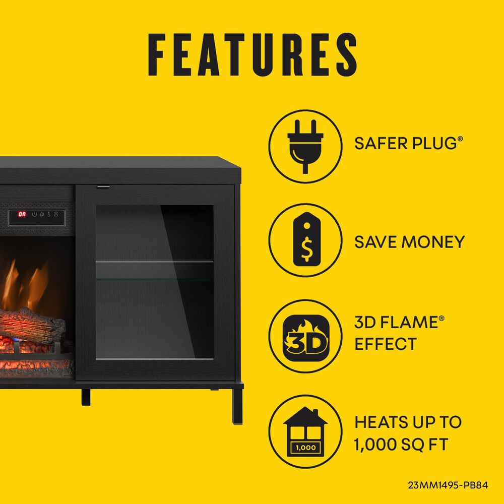 Classic Flame 56" TV Stand with Electric Fireplace in Black, , large