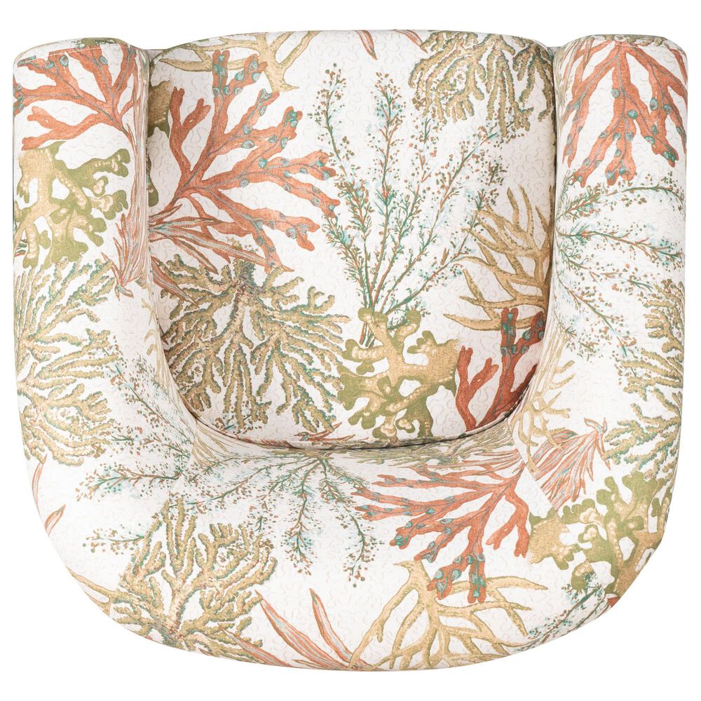 Linon Home Decor Bonnie Swivel Club Chair in Ocean Green, Orange and White, , large