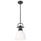 Golden Lighting Duncan 1-Light Small Pendant with Rod and Matte White Shade in Matte Black, , large