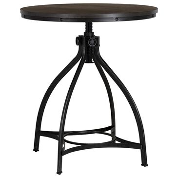 Linon Home Decor Hawkford Adjustable Round Bar Table in Grey and Gunmetal - Table Only, , large
