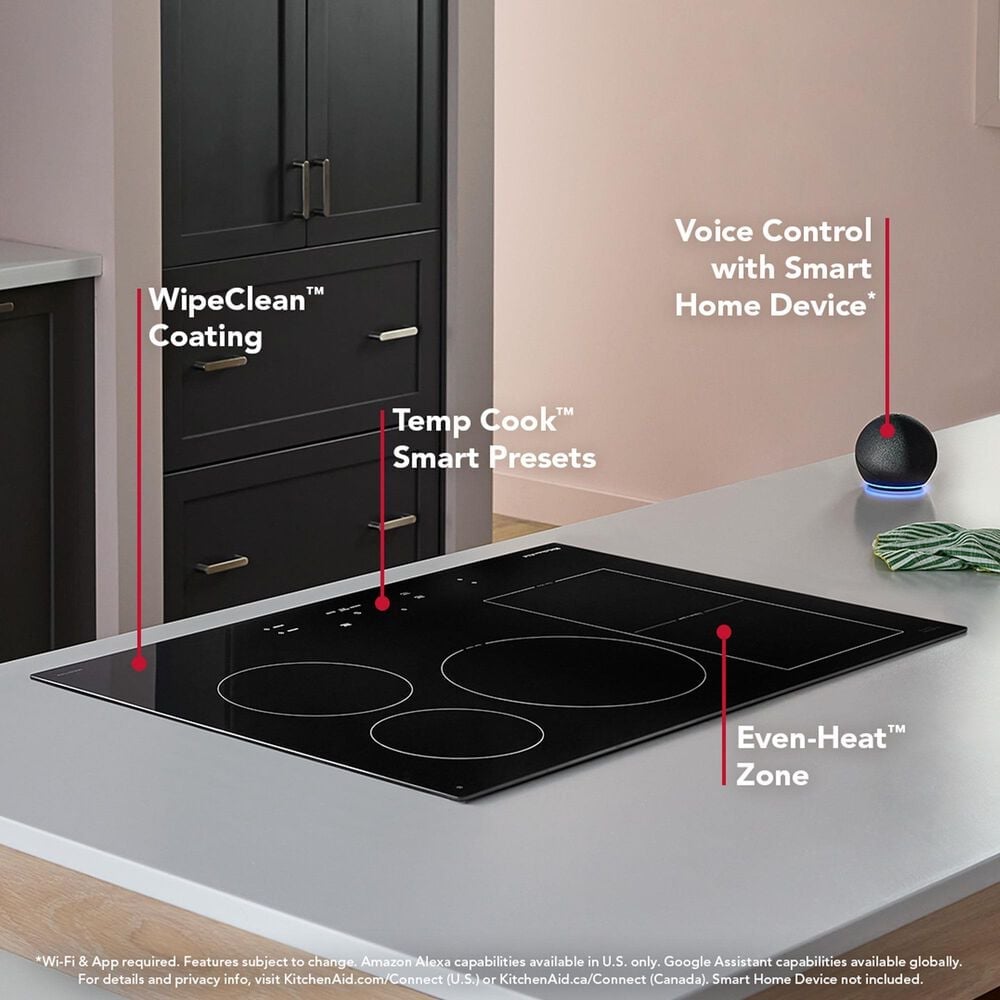 KitchenAid 30&quot; Induction Cooktop with 5 Cooking Zones in Black, , large