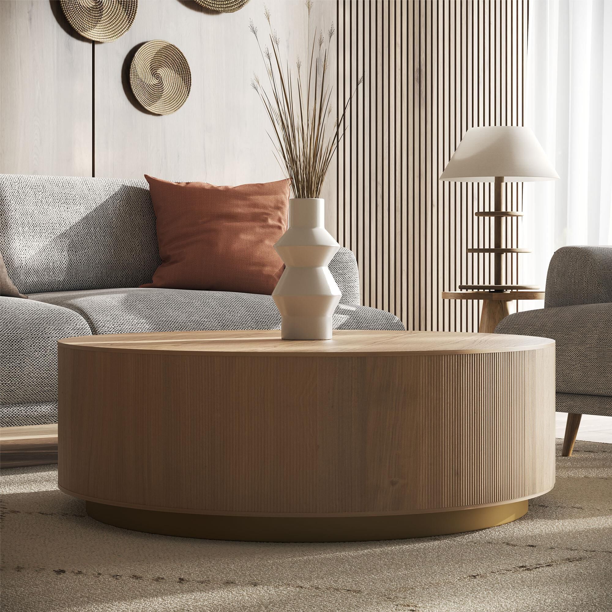 37B Kalla Coffee Table in Natural and Brushed Gold