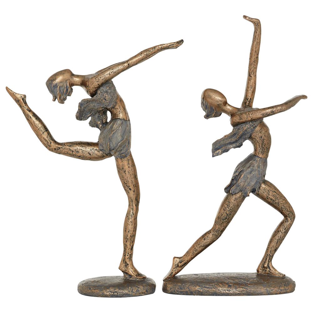 Maple and Jade 18" Dancer Sculpture in Distressed Matte Gold (Set of 2), , large