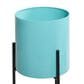 Maple and Jade Metal Planter with Removable Stand in Polished Teal and Black (Set of 2), , large