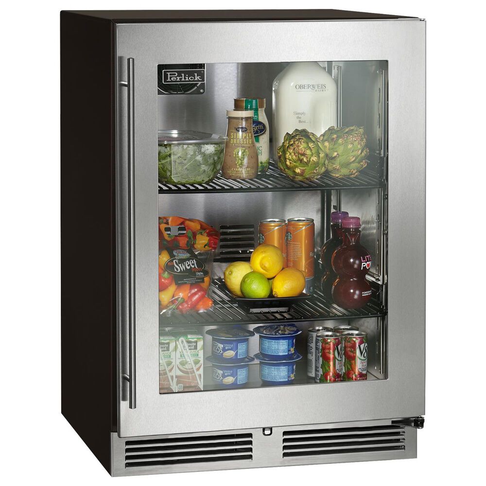 Perlick 4.8 Cu. Ft. ADA Height Compliant Refrigerator with Glass Door and Right Hinge in Stainless Steel, , large