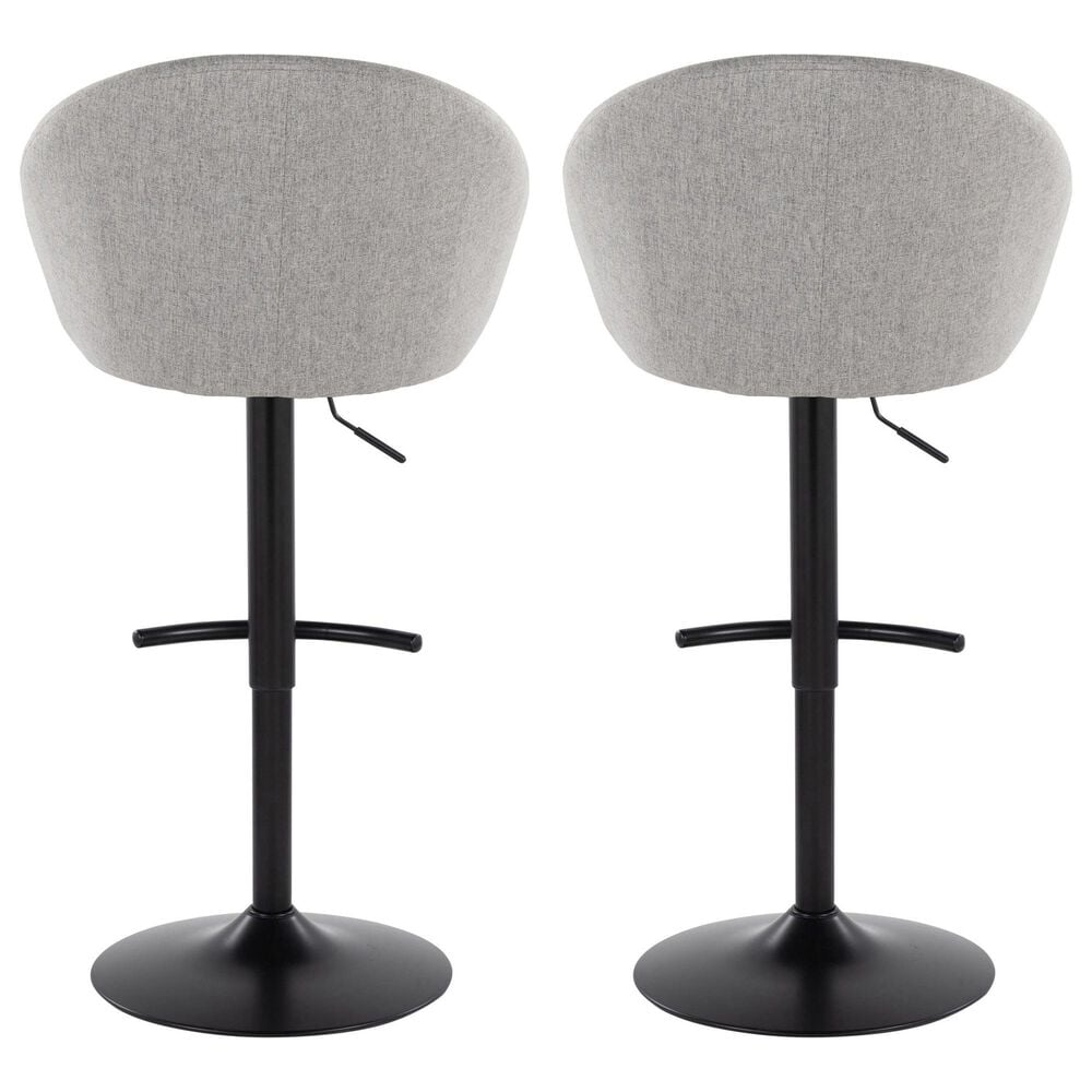 LumiSource Matisse Adjustable Swivel Barstool with Grey Fabric Upholstery in Black (Set of 2), , large