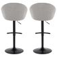 LumiSource Matisse Adjustable Swivel Barstool with Grey Fabric Upholstery in Black (Set of 2), , large