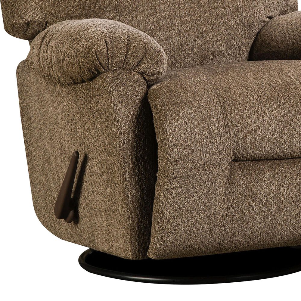 American Furniture Manufacture Swivel Rocking Recliner in Hudson Chocolate, , large