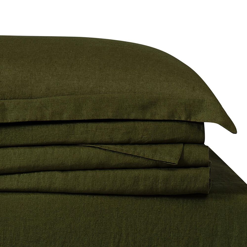 Pem America Brooklyn Loom Linen 4-Piece King Sheet Set in Olive Green, , large