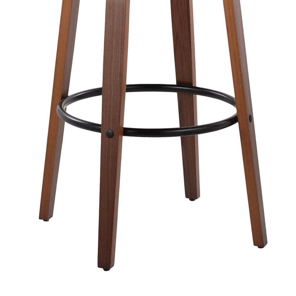 LumiSource Diana 30" Swivel Barstool with White Faux Leather Upholstery in Walnut and Black (Set of 2), , large