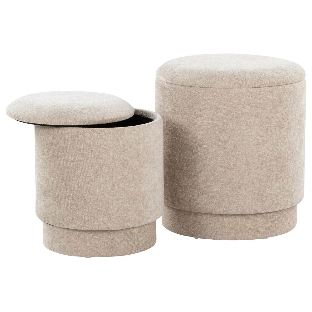 Lumisource Marla 2-Piece Upholstered Ottoman Set in Beige, , large