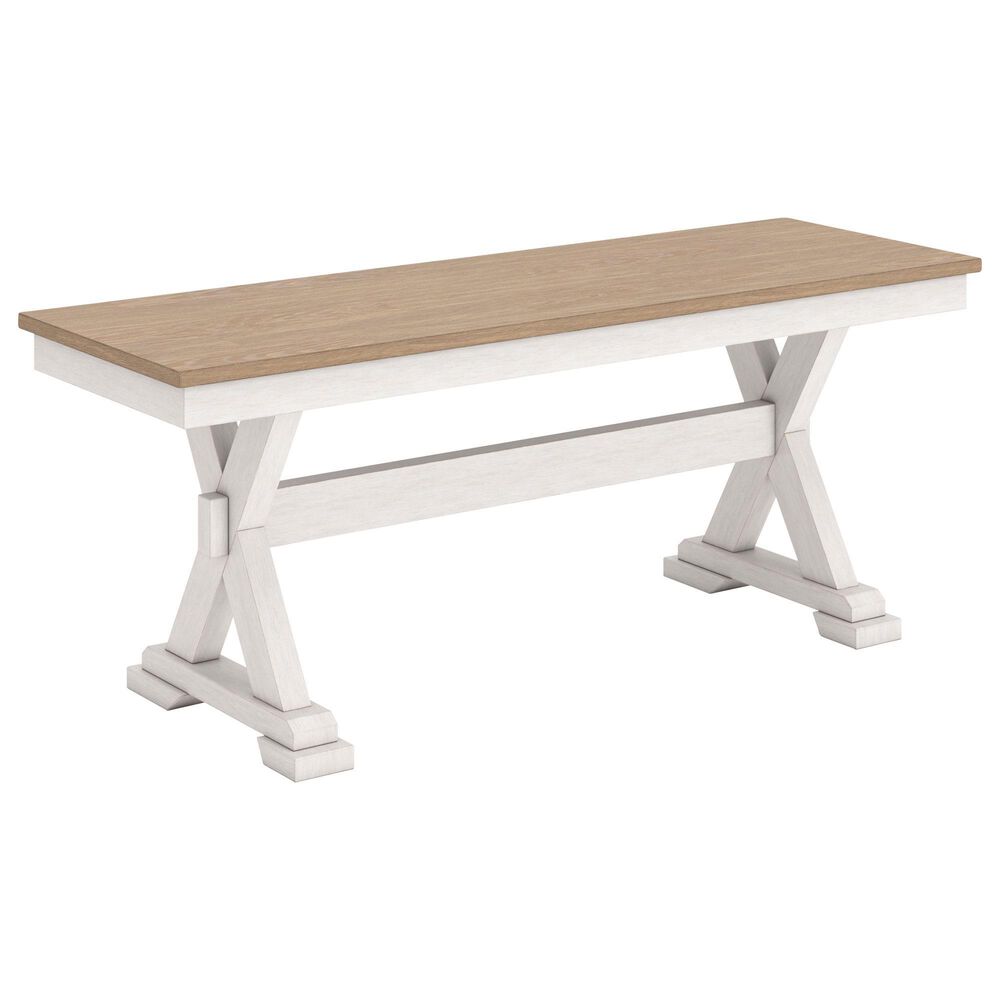 Ashley Purlaney Large Dining Bench in Antique White and Natural, , large