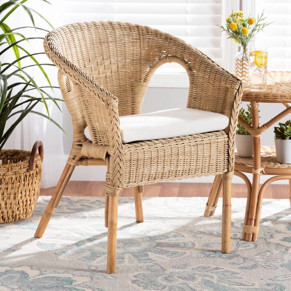 Baxton Studio Abbey Arm Chair in Natural Brown, , large